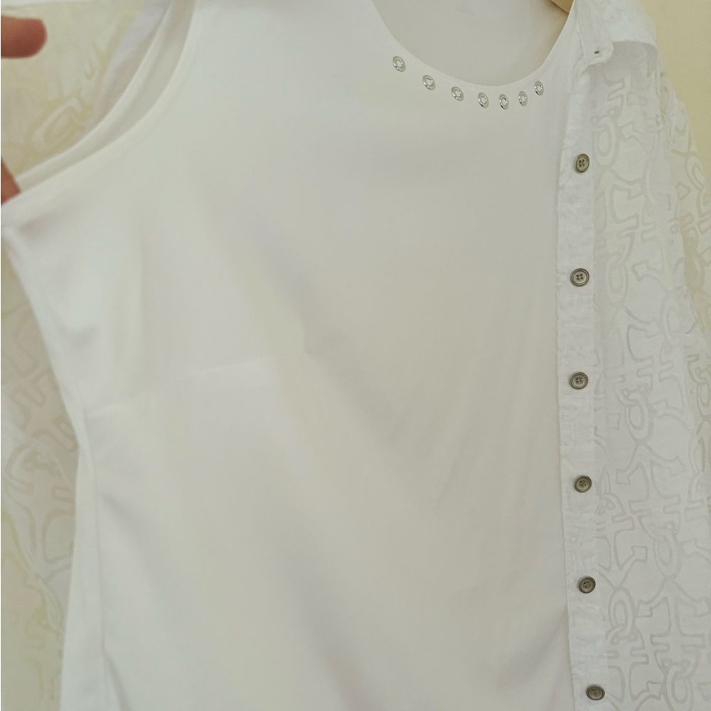 🔴NWOT🔴Two (2) Piece Alfred Dunner Women’s Button Down Blouse & Tank Top, 18W - Picture 3 of 4